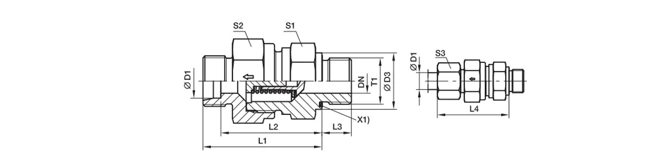 DIN2353 Hydraulic Check Valve RHD