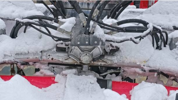 High Pressure Hydraulics Hoses on heavy machinery snow groomer snowplow