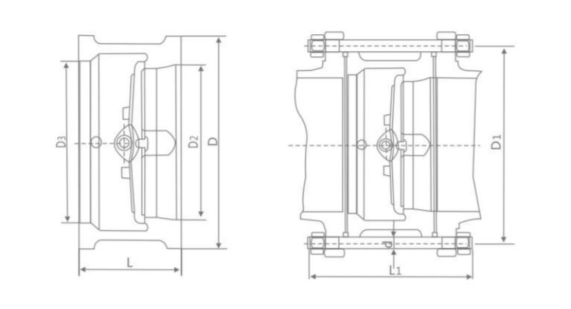 Wafer Dual Plate Check Valve h76 Technical Drawing